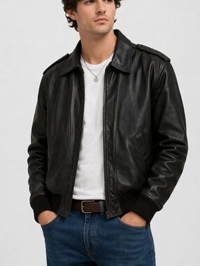 VTG EXPLOSIVE 1990s Black Cowhide Leather Motorcycle Biker Jacket